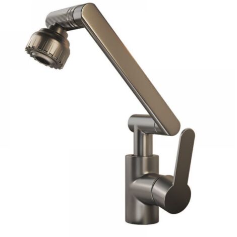 Robinet de cuisine flexible, mitigeur de cuisine, robinet de cuisine avec douchette, mitigeur d'évier en acier inoxydable gris brossé, pivotant à 360°, 2 modes de jet, comprend 2 flexibles de 60 cm