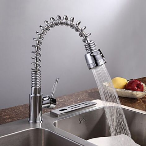 Robinet de cuisine flexible, un robinet à deux conduits d'eau fini en métal chromé