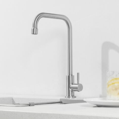 CECIPA MAX Robinet de cuisine froid, robinet de cuisine rotatif à 360°, robinet d'évier, mitigeur à levier unique, Brossé