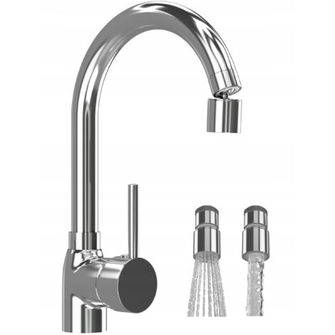 Robinet de Cuisine Granitan Beta avec Mousseur Basse Consommation - Chromé, Rotatif 360°, Haut de 30 cm