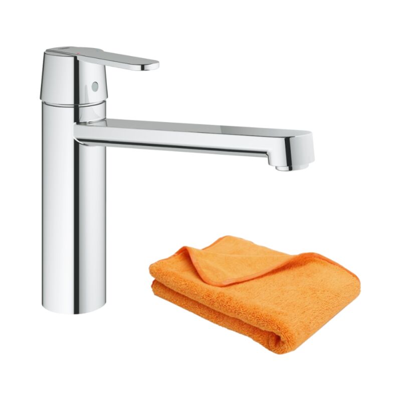 Robinet de cuisine Grohe Get chromé + microfibre