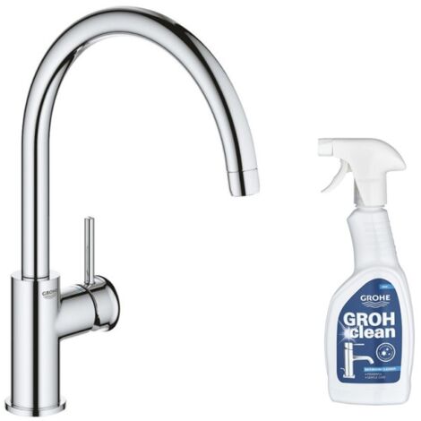 Robinet de cuisine GROHE Start Classic Quickfix chromé + nettoyant GrohClean
