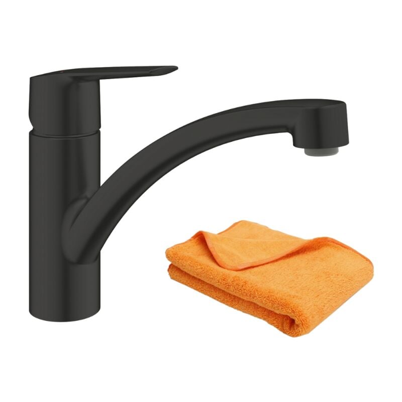 Robinet de cuisine Grohe Start noir mat + microfibre