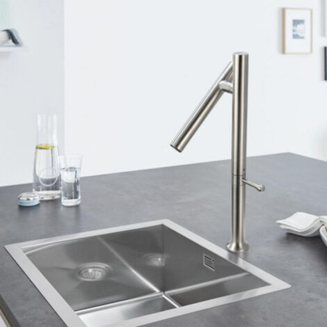 Robinet de Cuisine Inox 304 à Rotation 360° - Robinet Mixte Évier avec Cartouche Céramique et Bec Orientable pour Légumes et Remplissage Facile-Alovez