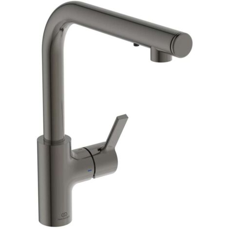 Robinet de cuisine IS Gusto iMX, sortie en L de 232 mm, avec distributeur de savon, gris magnétique