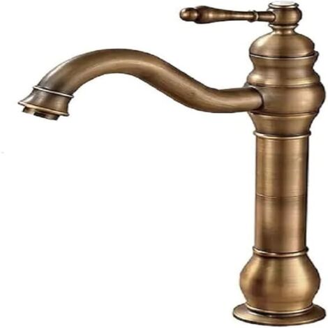 Robinet de cuisine/lavabo classique en laiton vintage, mitigeur thermostatique à poignée unique pivotante à 360°, avec tuyau d'arrivée d'eau de 1/2 pouce.