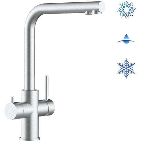 Robinet de Cuisine Mitigeur 5 voies en ACIER INOXYDABLE CHIRURGICAL 316 brosse mat robinet bec pivotant 360 VIZIO