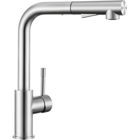 Robinet de cuisine , mitigeur de cuisine avec douchette extractible , avec deux modes de pulvérisation , acier inoxydable brossé , facile à installer