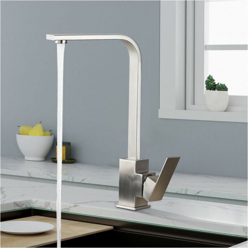 Cyslmuk - Robinet de cuisine, mitigeur de cuisine pivotant à 360°, mitigeur de cuisine en acier inoxydable 304, brossé