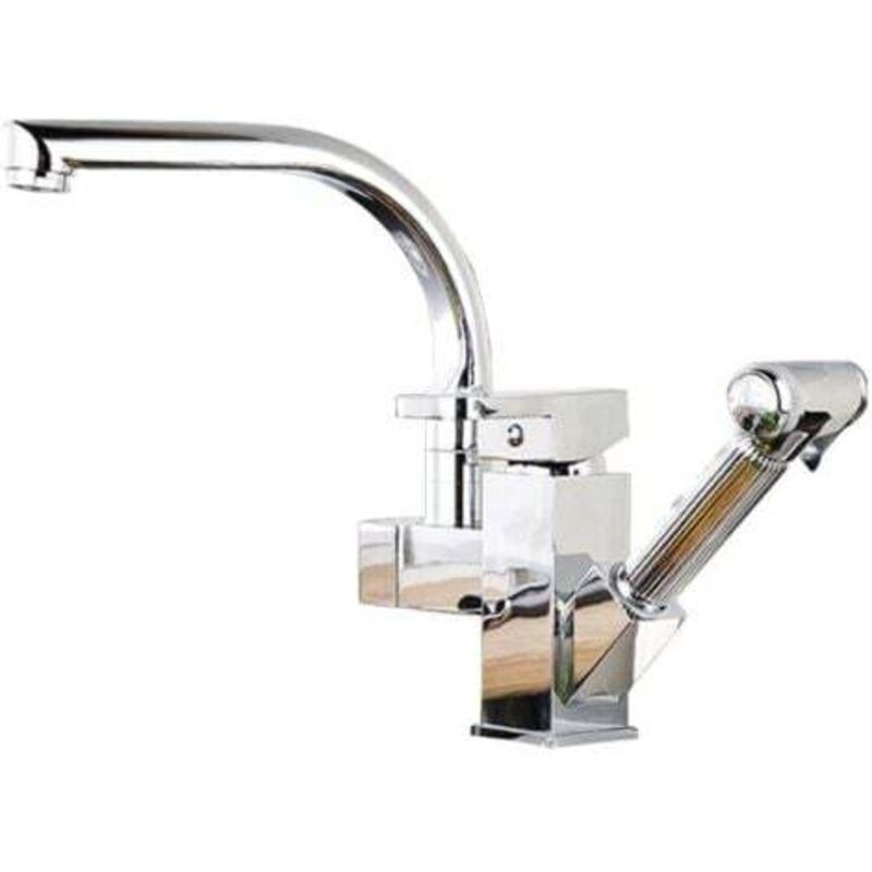 Largeight - Robinet de Cuisine Mitigeur de Mode à Double Sortie Pivotant et Extensible -argent