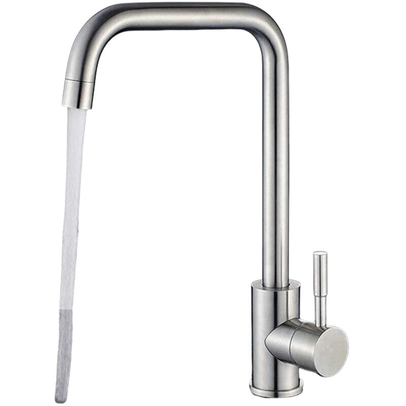 Gotrays - Robinet de Cuisine Mitigeur Evier Bec Pivotant à 360° en Laiton Durable en Acier Inox Brossé Anti-Empreinte Robinetterie Cuisine avec