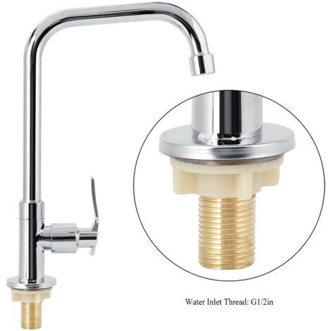 Robinet de Cuisine Modern G1/2in à Simple Manette, Corps en Cuivre et Tube en Acier Inoxydable, Rotatif 360°, Chromé, 1 Pièce pour Évier