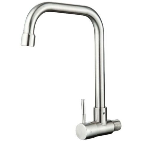 Robinet de cuisine moderne à fixation murale pour évier d'eau froide Bec pivotant Robinets en acier inoxydable