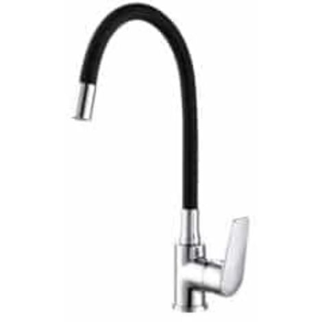Robinet De Cuisine Monocommande Baiona Flexible Caoutchouc Noir
