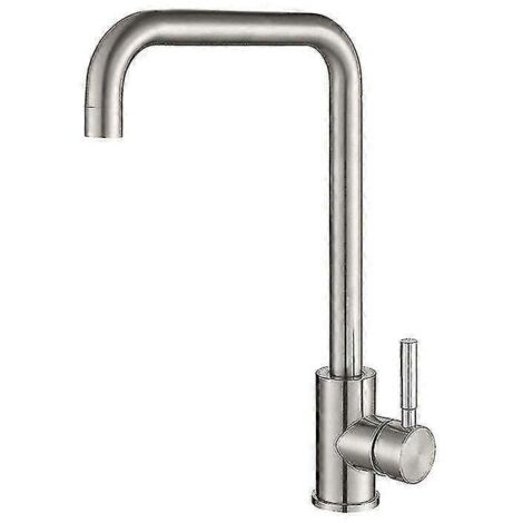 Robinet de cuisine monocommande en acier inoxydable, finition noir mat, diamètre 7 pouces, bec haut et eau chaude