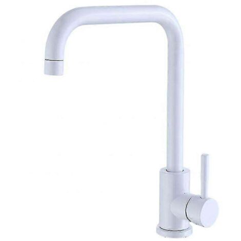 Robinet de cuisine monocommande en acier inoxydable, finition noir mat, diamètre 7 pouces, bec haut et eau chaude