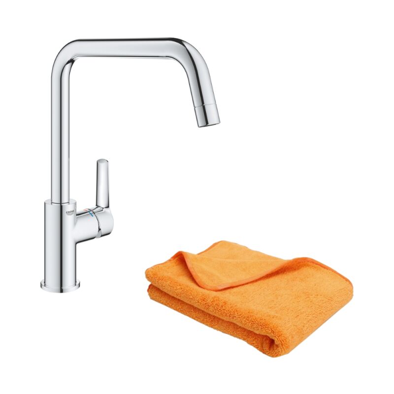 Grohe - Robinet de cuisine monocommande Start 2021 chromé + microfibre