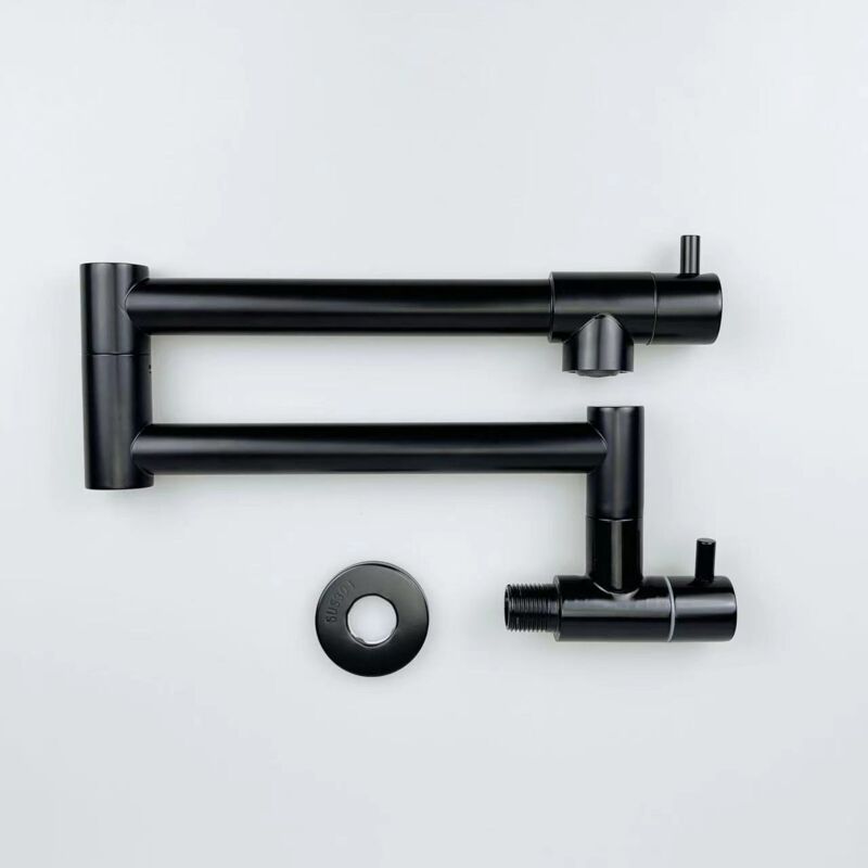 Largeight - Robinet de cuisine monotrou à deux poignées, pivotant à 361 degrés, pour évier, avec eau froide,Noir(55CM)