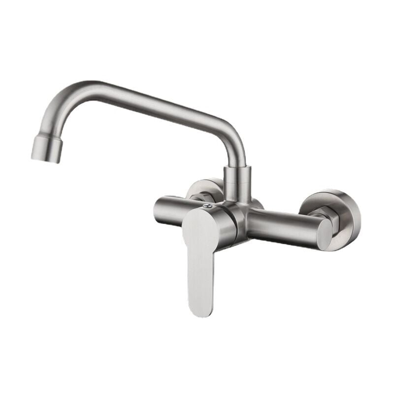 Tonchean - Robinet de cuisine mural en acier inoxydable 304, vadrouille, évier de piscine, balcon, buanderie, robinet rotatif chaud et froid,