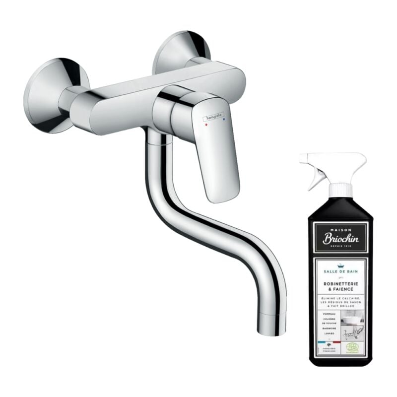 Hansgrohe - Robinet de cuisine mural Logis M31 chromé + nettoyant Briochin