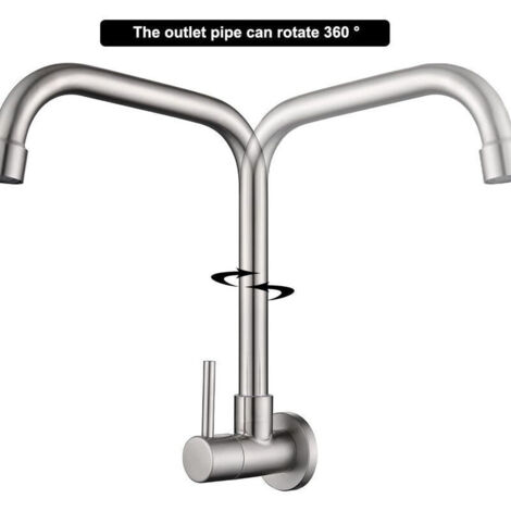 Robinet de cuisine mural moderne pour évier d'eau froide, bec pivotant, robinet en acier inoxydable