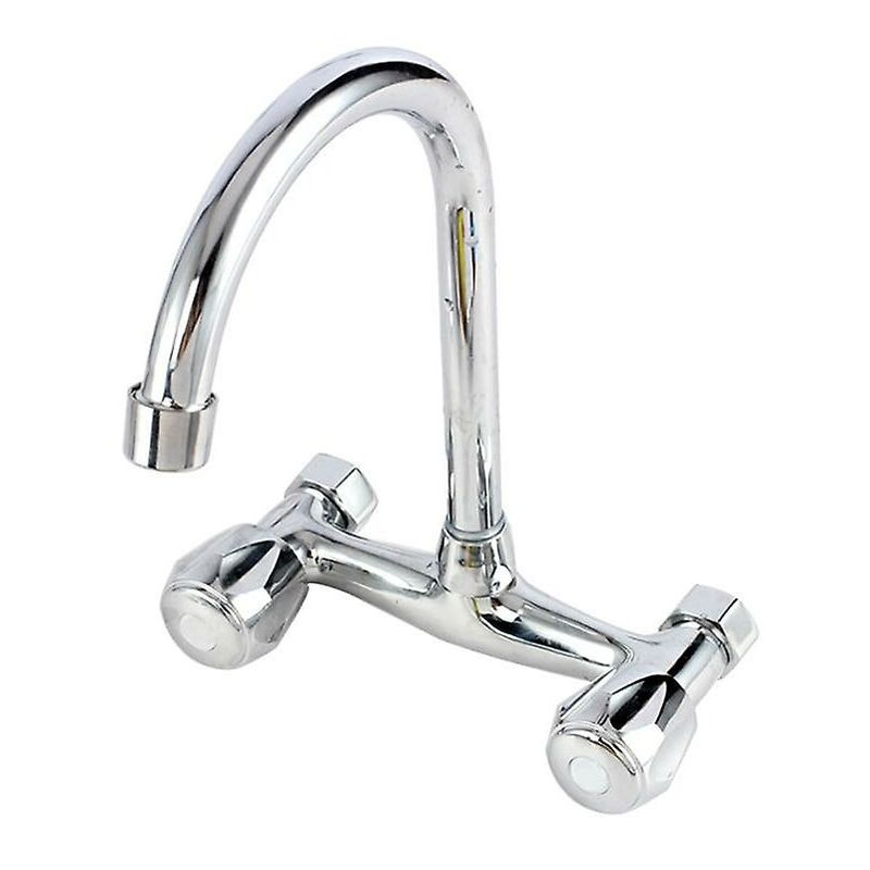 Tonchean Mitigeur de cuisine,Robinet de cuisine mural Robinet de lavabo à double poignée (argent)