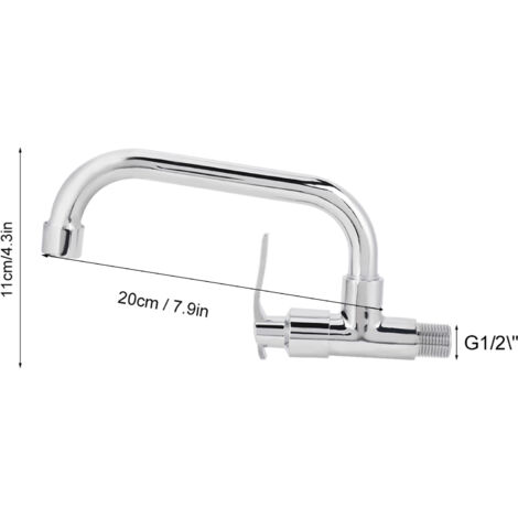Robinet de Cuisine Murale Simple G1/2in en Cuivre et Chrome, Faucet à Rotation 360° pour Fruits et Légumes