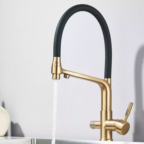 Robinet de cuisine noir 3 voies douchette extractible robinet d'eau potable cuisine
