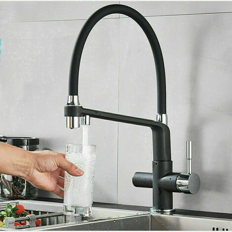 Robinet de cuisine noir 3 voies douchette extractible robinet d'eau potable cuisine