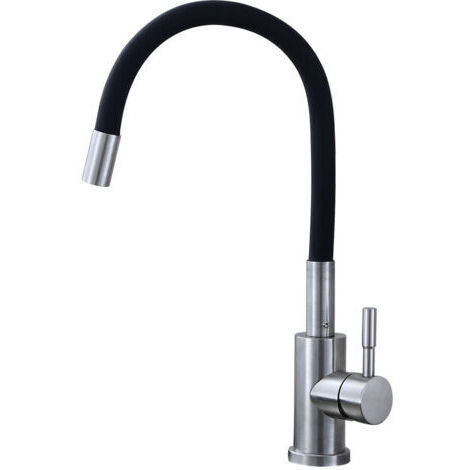 Robinet de cuisine noir avec bec flexible - Robinet de cuisine rotatif à 360° - Robinet mitigeur de cuisine en laiton