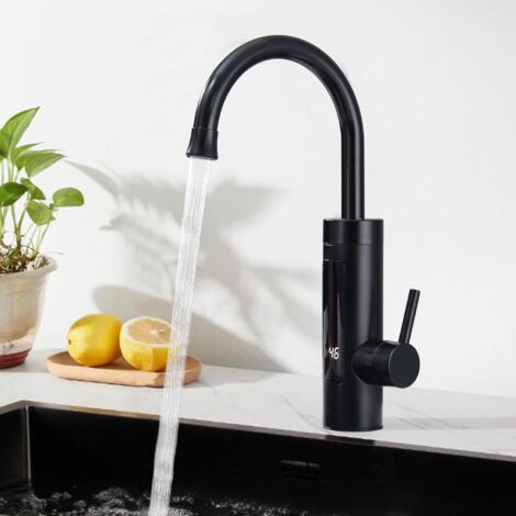 Robinet de cuisine noir avec chauffe-eau instantané