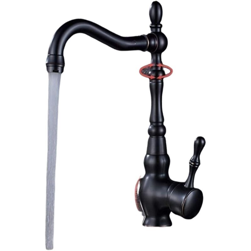 Robinet de Cuisine Noir Bec Pivotant à 360°Mitigeur Evier Robinet de Cuisine Noir Vintage