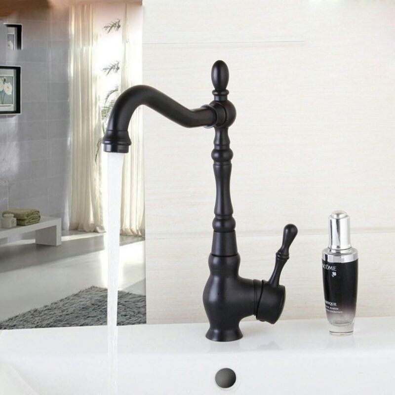 Robinet de Cuisine Noir Bec Pivotant à 360°Mitigeur Evier Robinet de Cuisine Noir Vintage - S-giant