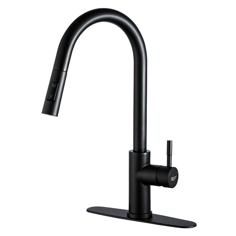 Feiyue - Robinet de cuisine noir haute pression pour tiroir de cuisine, 2 pulvérisateurs, robinet d'évier pivotant à 360 ° avec douche