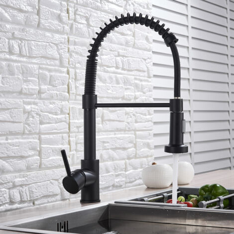 Robinet de cuisine noir mitigeur de cuisine avec douchette mitigeur pivotant à 360°