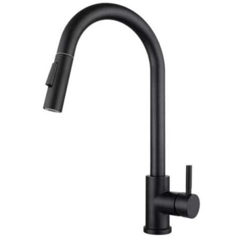 Robinet de cuisine noir, robinet de cuisine pivotant à 360 ° en acier inoxydable, robinet d'évier moderne à poignée unique