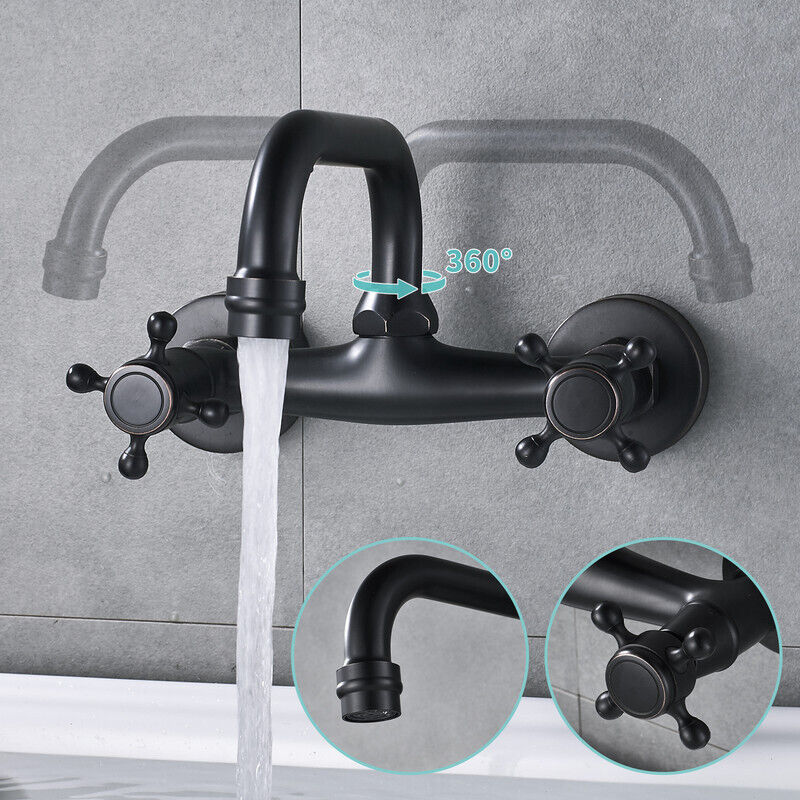 Robinets de baignoire de salle de bain Cascade buse murale baignoire remplissage en laiton solide pommeau de douche système de douche combo noir