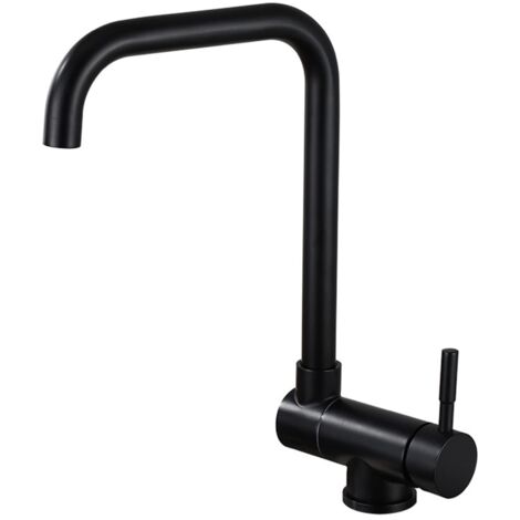 Robinet de cuisine noir sous-fenêtre : Mitigeur chaud/froid pivotant et rabattable en acier inoxydable 304