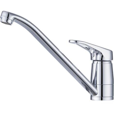 Robinet de Cuisine Pivotant à 360°, Robinet Haute Pression avec Cartouche en Céramique, Mitigeur Monocommande pour Évier, Installation Facile et Tuyaux Chaud/Froid de 50 cm, Chromé