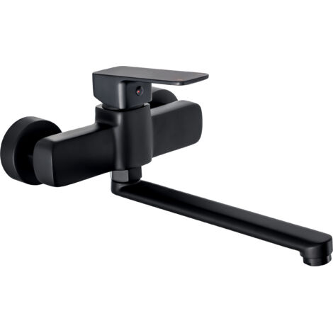 Robinet de cuisine pivotant mural en laiton noir MARO 28,8 cm