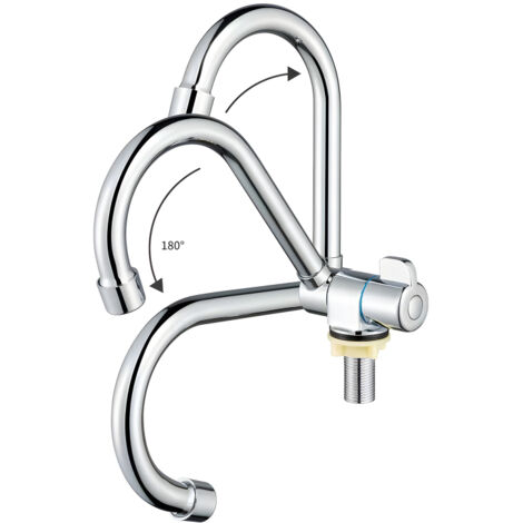 Robinet de cuisine pliable en laiton chromé, rotation à 360°, pour évier intérieur, filetage G1/2, poignée unique, eau froide, pour camping-car, yacht ou lavabo.