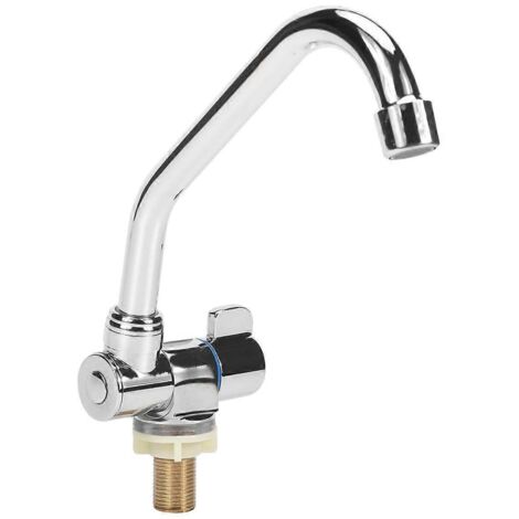 Robinet de cuisine pliable pour camping-car avec mitigeur pivotant à levier unique, pour montage sur terrasse/mur, en cuivre, pour eau froide