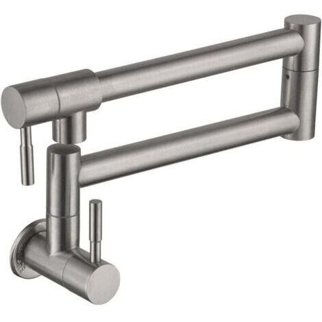 Robinet de cuisine pliable, robinet d'évier mural, robinet mélangeur d'eau froide rotatif à 360 degrés pour cuisine, trou unique, double poignée