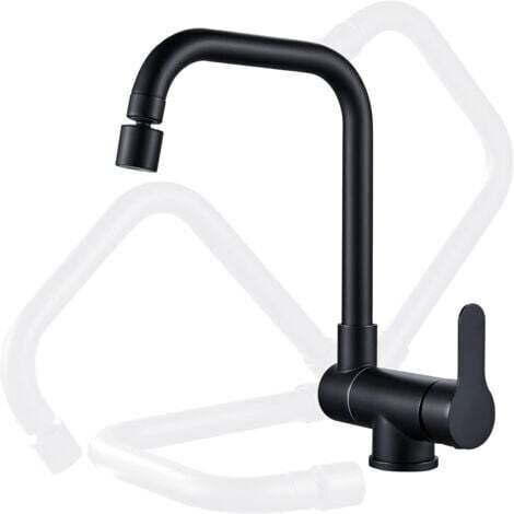 Robinet de cuisine pour fenêtre avant rotatif à 360 °, 2 modes de pulvérisation, robinet d'évier pliable à levier unique (noir )