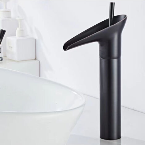 Robinet de cuisine rétro en cuivre noir, monotrou, pour eau chaude et froide, vasque à poser en bronze.