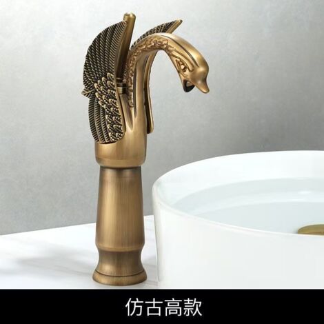 Robinet de cuisine rétro en cuivre style bambou, mitigeur eau chaude/eau froide, lavabo de balcon, tuyau antigel pour machine à laver d'extérieur