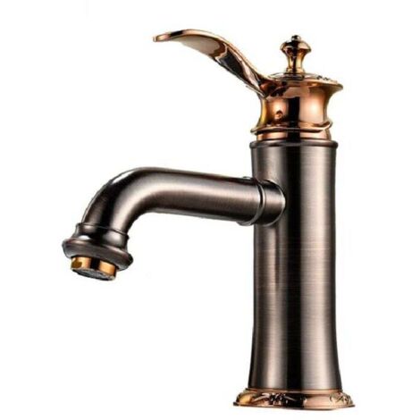 Robinet de cuisine Robinet de salle de bain Robinet en bronze huilé Robinet de lavabo en laiton (avec eau chaude et froide) Le robinet d'évier est livré avec un tuyau d'arrivée d'eau chaude et froide