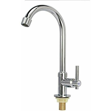 Robinet de cuisine, robinet d'évier d'eau froide Robinet de bar en acier inoxydable monotrou adapté aux jardins potagers extérieurs