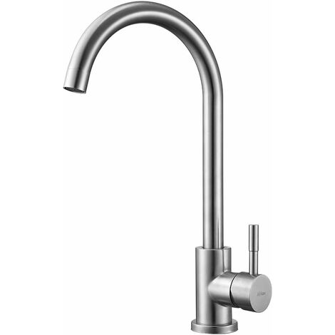 Robinet de Cuisine rotatif à 360 °Cuisine Mitigeur Acier Inoxydable brossé eau Chaude et Froide simple poignée moderne anti-empreintes Digitales anti-lime Robinet évier de cuisine