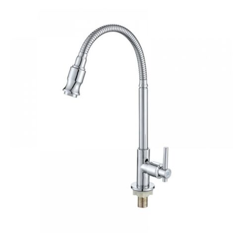 Robinet de cuisine rotatif à 360 degrés pour évier de salle de bain et bar, eau froide simple